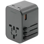 ENERGEA Travelworld Adapter GaN65W 65W 1xUSB-A 2xUSB-C PD PPS QC 3.0 Interchangeable Plugs US/EU/UK Gunmetal Grey