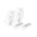 KEMOT URZ3471 Kaugjuhtimisega pistikupesade komplekt (4 pistikupesa + 2 kaugjuhtimispulti, 433.92 MHz, valge)