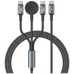 USAMS Huan Series 3-in-1 laadimiskaabel juhtmevaba laadijaga 72W USB-C tumehall