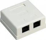 Wentronic Goobay 77633 Cat 6 varjestatud pealepandav RJ45 v&otilde;rgupesa, 2-porti, valge