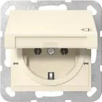 Gira 445401 SCHUKO pistikupesa klapiga, System 55, kreemvalge l&auml;ikiv