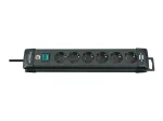Brennenstuhl Premium-Line 6-fach schwarz, 3 m Premium-Line Steckdosenleiste 6-fach schwarz 3 m H05VV-F 3G1,5, Mit Schalter (1951160100)