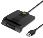 Qoltec 50634 SCR-0634 nutikas ID kiipkaardi lugeja, USB 2.0 + USB-C adapter, must
