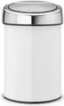 BRABANTIA Touch Bin 3 L Valge (model 36 44 88) &mdash; v&auml;ike pedaalivaba pr&uuml;gikast h&uuml;gieeniliseks j&auml;&auml;tmek&auml;itluseks