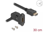 DeLOCK HDMI paneeli l&auml;biviik 45&deg; nurga all emane HDMI-pistik isasele HDMI-pistikule 30 cm kaabel 8K 60 Hz must