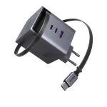UGREEN X616 GaN Laadija 100W 2x USB-C 1x USB-A 1x Sisset&otilde;mmatav USB-C Kaabel (65828)