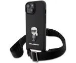Karl Lagerfeld Saffiano Case Metal Ikonik for iPhone 15 Black