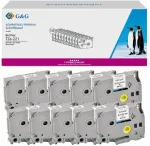 G&G 20101 Brother TZe-221 &uuml;hilduv m&auml;rgistuslint, 9mm x 8m, must valgel, lamineeritud, 10-pakk