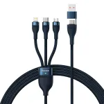 Baseus Flash Series 2 3-&uuml;hes USB-kaabel, USB-C + Micro USB + Lightning, 100 W, 1,2 m, sinine