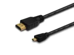 HDMI kaabel SAVIO CL-39 1 m &mdash; t&uuml;&uuml;p A (isane) t&uuml;&uuml;bile D Micro (isane), HDMI 1.4, 4096x2160, ARC, Ethernet, kullatud kontaktid, must