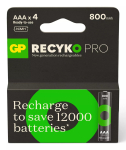 GP Batteries ReCyko Pro GPRCP80AAA174C4 laetav AAA-patarei, NiMH, 800 mAh, 1,2 V, 4 tk