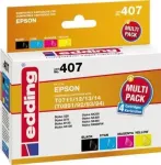 edding printerikassetid EDD-407 must, ts&uuml;aan, magenta, kollane, &uuml;hildub EPSON T0715, komplekt 4 tk