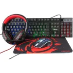 M&auml;ngukomplekt Ultron HAWK klaviatuur ja hiir QWERTZ saksa must punane valge