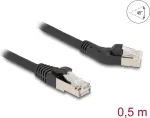 DeLOCK RJ45 Cat.6A S/FTP v&otilde;rgukaabel, 45&deg; vasakule nurga all sirgele, 0,5 m, must