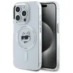 Karl Lagerfeld KLHMP15LHLSCHH iPhone 15 Pro 6.1 Hardcase IML Metal Choupette Head MagSafe White
