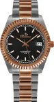 BELLEVUE Woman H19 38mm Quartz Analog Watch Silver Dial Black Leather Strap