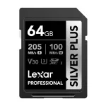 Lexar Professional SILVER PLUS SDXC 64GB m&auml;lukaart UHS-I U3 V30 A2
