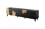 TV-kapp cama meble ETNA 200&times;42&times;52 cm, must matt pealispind, tammepuidu raam