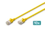 DIGITUS CAT 6A F-FTP &otilde;huke patch-kaabel, 0,3 m, kollane, 10-pakk, LSZH, 10Gbps, 500MHz