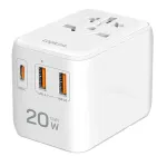 LogiLink PA0356 USB-A/C reisilaadija 20W GaN 3 pordiga valge