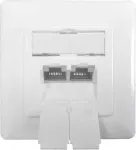 IT-BUDGET V&otilde;rguandmete pesa 2x RJ45 emane Cat.6A varjestatud helevalge s&uuml;vispaigaldus horisontaalne PoE+ 90ITBDDSW