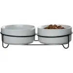 Ritzenhoff & Breker TARO kahekordne lemmiklooma kausikomplekt, 880 ml, hall kivikeraamika musta metallaluse jaoks 450521