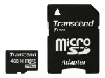 Transcend 4 GB MicroSDHC klass 10 v&auml;lkm&auml;lu koos adapteriga
