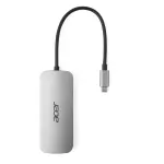 Acer HP.DSCAB.018 7-&uuml;hes USB-C adapter, 3x USB-A 5 Gb/s, HDMI 4K 60 Hz, SD/microSD, 100 W PD, h&otilde;bedane