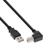 InLine USB 2.0 kaabel, allapoole nurga all A-t&uuml;&uuml;pi isane / B-t&uuml;&uuml;pi isane, must, 1m