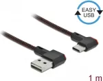 USB 2.0 kaabel Type-A isane - USB USB-C isane, nurga all vasak/parem, 1 m, must, DeLOCK 85281