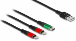 DeLOCK USB laadimiskaabel 3 in 1 Type-A kuni 2 x Lightning USB USB-C 1 m