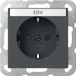 Gira 445728 SCHUKO pistikupesa klapiga, System 55, antratsiit