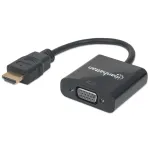 Manhattan 151467 HDMI&ndash;VGA muundur, HDMI isane VGA emasele, valikuline Micro-USB toitepesa, 22 cm, must