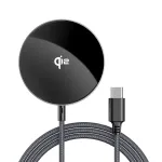 Acefast E24 Qi2 15W magnetiline juhtmevaba laadija 1,2 m USB-C kaabliga, must