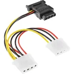 SATA toitekaabel SATA emane / 3x 4pin Molex isane 0,15 m InLine 29679