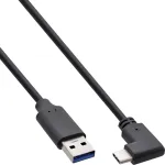 InLine USB 3.2 kaabel, USB-C isane nurkne kuni USB-A-pistik, must, 0,3 m