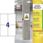 Avery Zweckform L7876 - Eriti tugeva p&uuml;siliimiga ristk&uuml;likukujulised paberetiketid - valge - 100 x 148 mm 80 rulli (20 rulli x 4) (L7876-20)