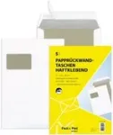 MAILmedia valge posti&uuml;mbrik kartongist tagak&uuml;lje ja aknaga, isekleepuva ribaga, 120 g/m&sup2;