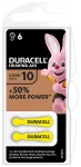Duracell kuuldeaparaadi aku 10, &Uuml;hekordne aku, Tsink-&otilde;hk, 1,45 V, 6 tk, 100 mAh, 4 aasta(t)