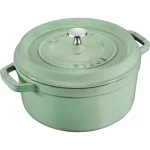 Staub Round Cast Iron Casserole 5.2 L, Mint - La Cocotte 26 cm