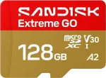 SanDisk Extreme Go microSDXC 128 GB, UHS-I U3 V30 A2, lugemiskiirus 240 MB/s, kirjutamiskiirus 120 MB/s, SDSQXGN-128G-GN6MN