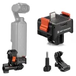 KF Quick Release Adapter with USB-C Charging for DJI Osmo Pocket 3/4, GoPro Mount, 1/4 inch Thread, Black