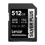 Lexar Professional SILVER PLUS SDXC 512GB m&auml;lukaart, UHS-I, U3, V30, A2, kuni 200MB/s lugemine, 140MB/s kirjutamine