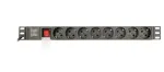 Toitejaotusseade GEMBIRD EG-PDU-014 &mdash; 8&times; Type F pistikupesa, 16 A, 3 m kaabel, 1U rack, 3680 W, must