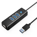 USB-jaotur ORICO PW3UR-U3 3 pordiga koos RJ45 Etherneti pordiga