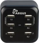 Inter-Tech Argus LS-6US - Toiteadapter - 34 Watt - 6,8 A - 6 v&auml;ljundporti (USB) (88885322)