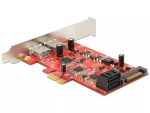 Delock 89389 PCI Express kaart, 2x v&auml;lised USB 3.0 + 2x sisemised SATA 6 Gb/s, Low Profile