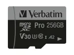Verbatim Pro U3 256 GB Micro SDXC kaart, 256 GB, MicroSDXC, Class 10, UHS-I, 100 MB/s, 90 MB/s