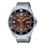 CASIO MDV107D5AVDF meeste analoogkvarts-kell, 42 mm, pruun sihverplaat, h&otilde;bedane roostevabast terasest kellarihm