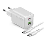 STEP BY STEP SBS 45W USB-C + USB-A seinadapter valge koos 1,5m USB-C kaabliga
